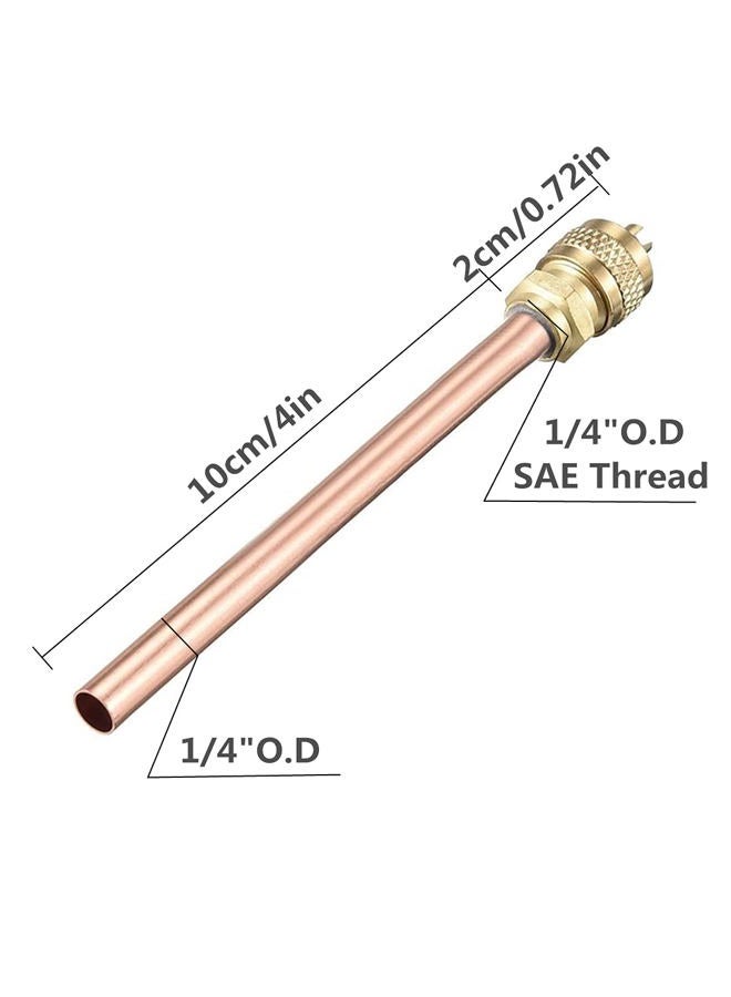 ANTFEES 10PCS HVAC Service Access Valve，Schrader System Vacuum 4.72" Copper Filling Access Valves + Core & Cap Remover 1/4" SAE x 1/4" OD x 4" stem AC Refrigeration Kit - Image 2