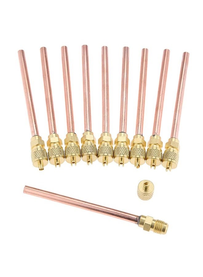 ANTFEES 10PCS HVAC Service Access Valve，Schrader System Vacuum 4.72" Copper Filling Access Valves + Core & Cap Remover 1/4" SAE x 1/4" OD x 4" stem AC Refrigeration Kit - Image 1