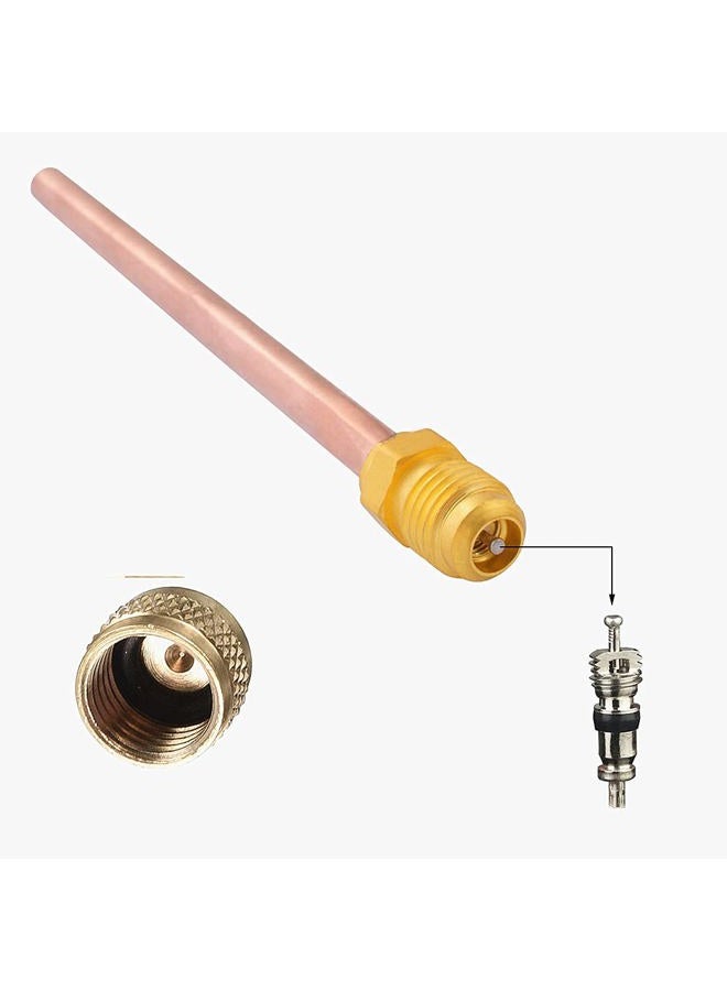 ANTFEES 10PCS HVAC Service Access Valve，Schrader System Vacuum 4.72" Copper Filling Access Valves + Core & Cap Remover 1/4" SAE x 1/4" OD x 4" stem AC Refrigeration Kit - Image 3