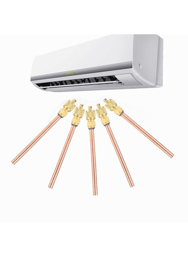 ANTFEES 10PCS HVAC Service Access Valve，Schrader System Vacuum 4.72" Copper Filling Access Valves + Core & Cap Remover 1/4" SAE x 1/4" OD x 4" stem AC Refrigeration Kit - Image 4