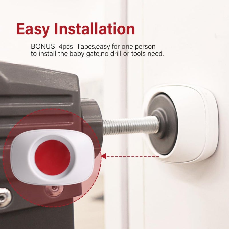 Eudemon حماية باب الأطفال EUDEMON لحماية الجدران - واقي للجدران لحماية الأبواب المثبتة بالضغط - يحمي الجدران/القاعدة/السلالم/إطار الباب/المداخل - يعمل على أبواب الحيوانات الأليفة والكلاب - سهل التركيب (أبيض، 4 عبوات) - Image 2