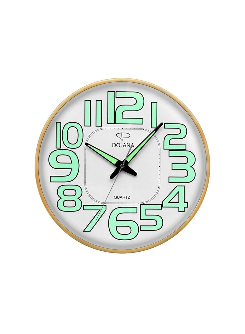 Analog Metal Wall Clock Radium Gold White