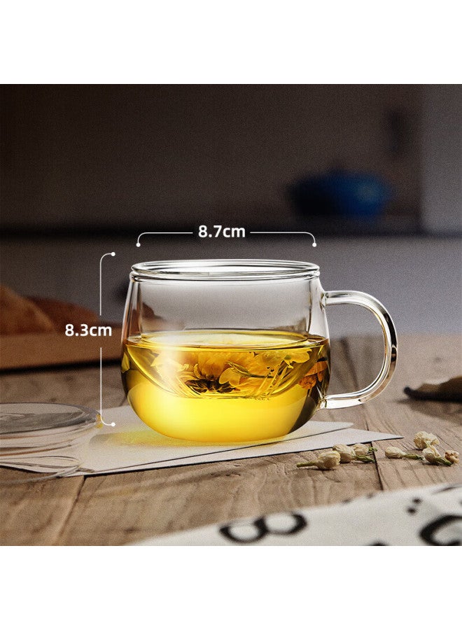 Tomimitsu Fuguang Flower Tea Cup, Transparent Tea Cup With Inner Liner, Tea-water Separation Cup, Office Glass Cup, Water Cup, 350ml - Image 2