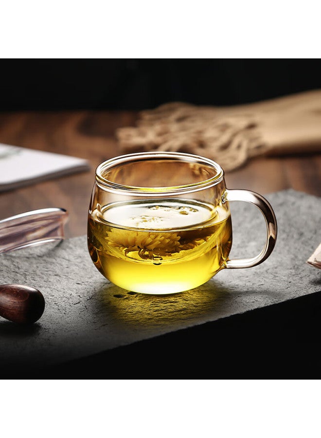 Tomimitsu Fuguang Flower Tea Cup, Transparent Tea Cup With Inner Liner, Tea-water Separation Cup, Office Glass Cup, Water Cup, 350ml - Image 3