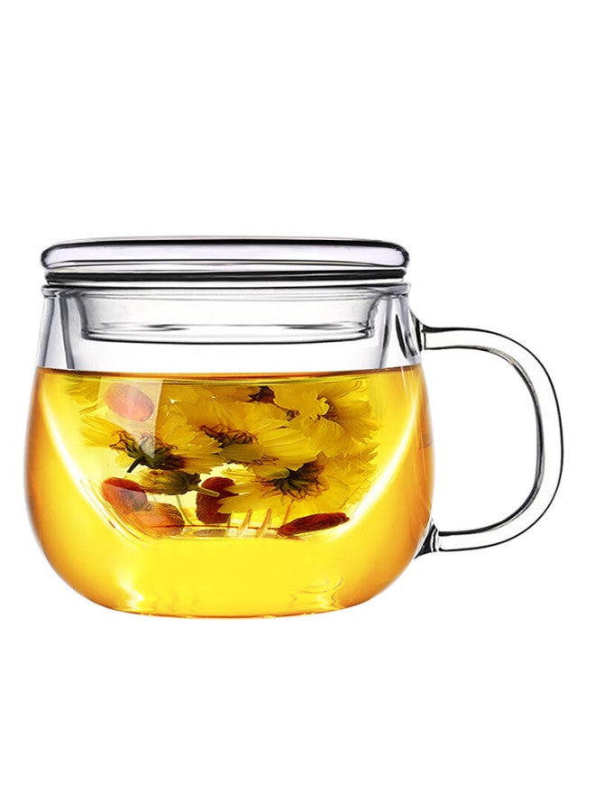 Tomimitsu Fuguang Flower Tea Cup, Transparent Tea Cup With Inner Liner, Tea-water Separation Cup, Office Glass Cup, Water Cup, 350ml - Image 5
