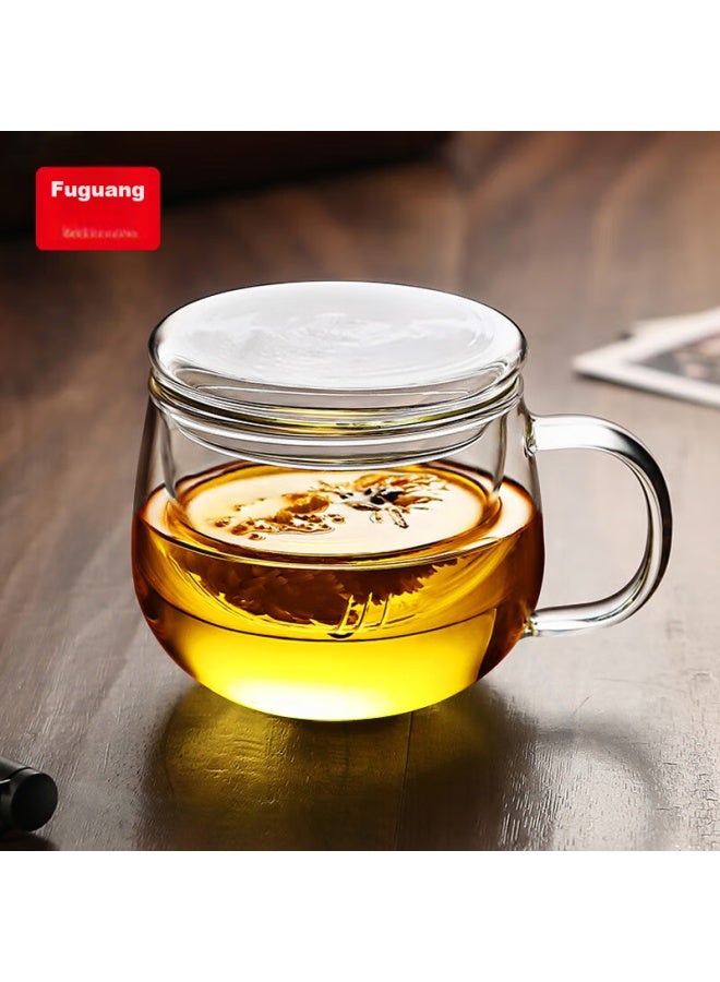 Tomimitsu Fuguang Flower Tea Cup, Transparent Tea Cup With Inner Liner, Tea-water Separation Cup, Office Glass Cup, Water Cup, 350ml - Image 1