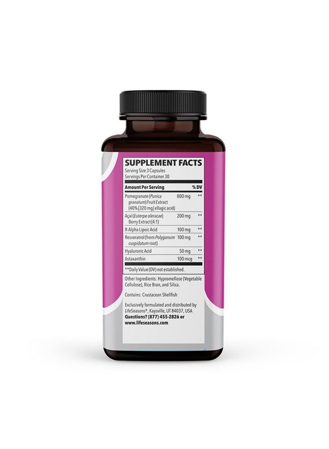 LifeSeasons Ageless Skincare - Anti Aging Supplement - Antioxidant Support - Moisturizes & Nourishes Skin - Acai Berry Astaxanthin Resveratrol R-Alpha Lipoic Acid & Pomegranate Extract - 90 Capsules - Image 2