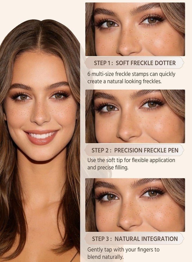 SUMEITANG Medium Brown Dual Ended Freckle Pen, Natural faux Freckle Stamp Pen, Multi-Size Freckles Pattern & Soft Precise Tip, Waterproof Long Lasting Sunkissed Freckle Makeup for All Skin Tones - Image 5