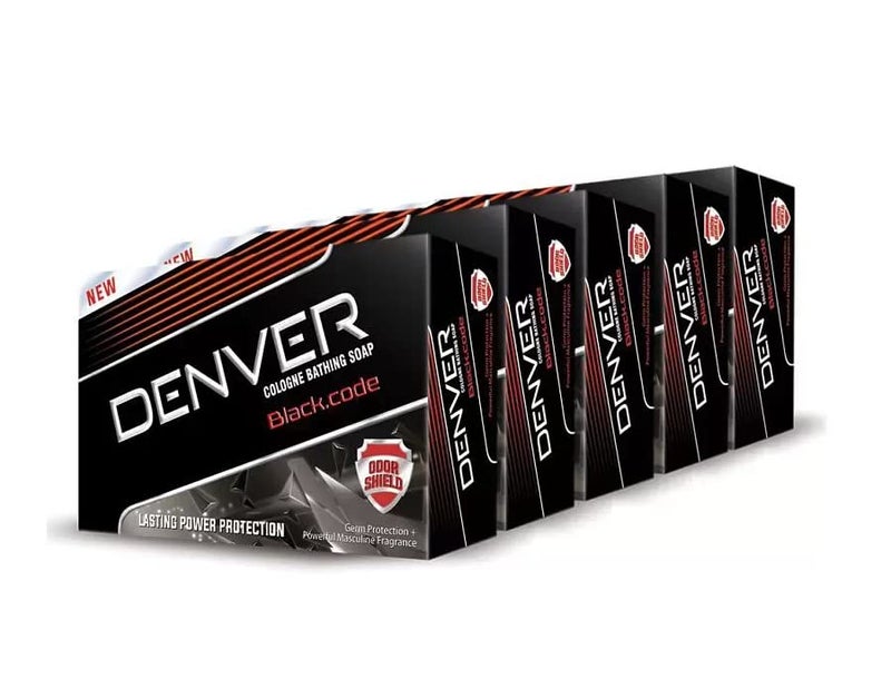 DENVER DENVER Black Code Bathing Soap 125GM Each Pack Of 5 Fragrance Soap Specially for Men - Image 1