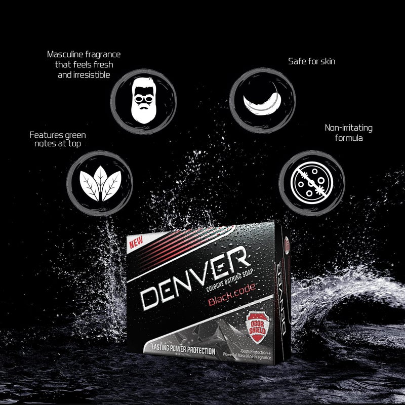DENVER DENVER Black Code Bathing Soap 125GM Each Pack Of 5 Fragrance Soap Specially for Men - Image 3