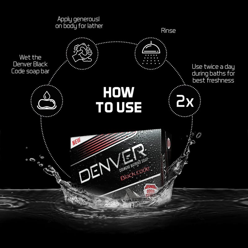 DENVER DENVER Black Code Bathing Soap 125GM Each Pack Of 5 Fragrance Soap Specially for Men - Image 4