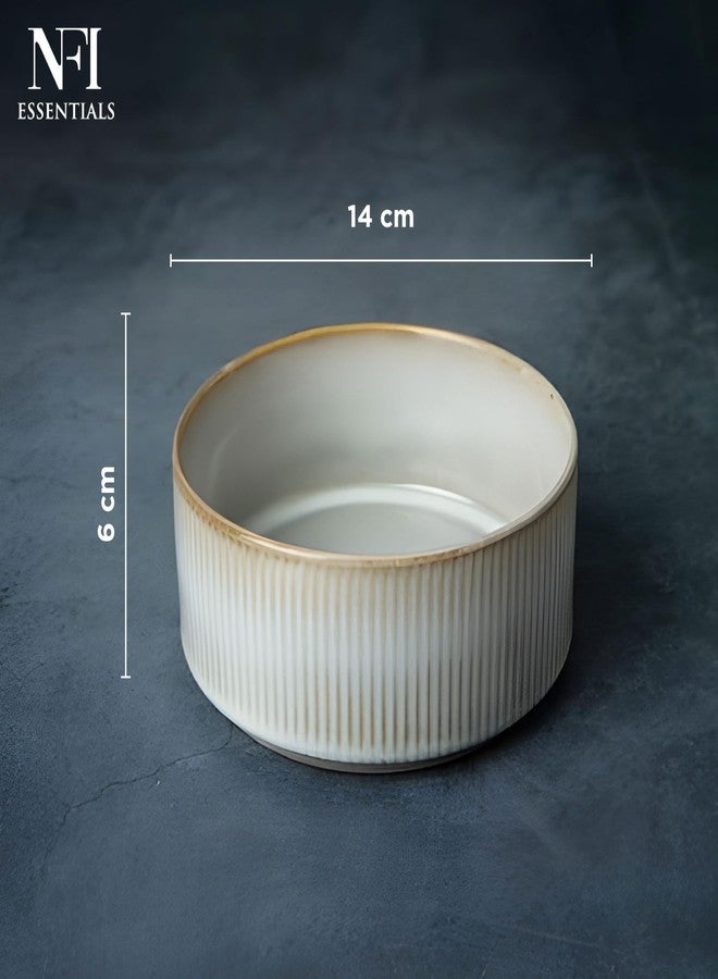 NFI essentials Ceramic Bowls Perfect for Snack, Side Dishes, Salads Or Desserts Beige Rib-Textured Multipurpose Uses Microwave & Oven Safe Ideal for Gifting & Daily Use - Image 4