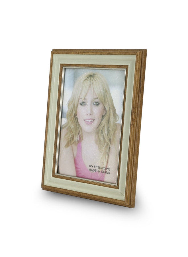 Rahalife Photo Frame Free Standing And Wall Hanging Decoration White/Brown  - Image 3