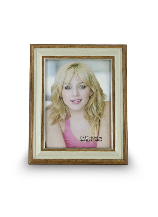 Rahalife Photo Frame Free Standing And Wall Hanging Decoration White/Brown  - Image 1