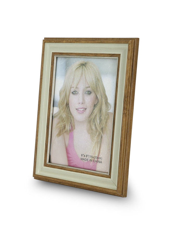 Rahalife Photo Frame Free Standing And Wall Hanging Decoration White/Brown  - Image 2