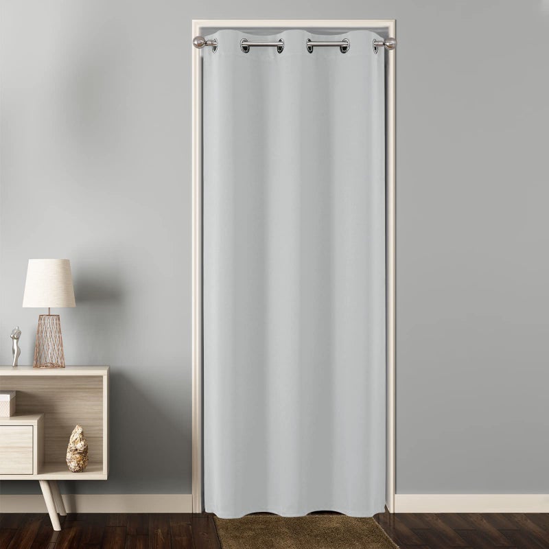 Joydeco Door Curtain for Closet Doors 78 Inches Long 1 Panel Blackout Doorway Curtain for Open Closet Bedroom Room Divider for Privacy Greyish White 40Wx78L