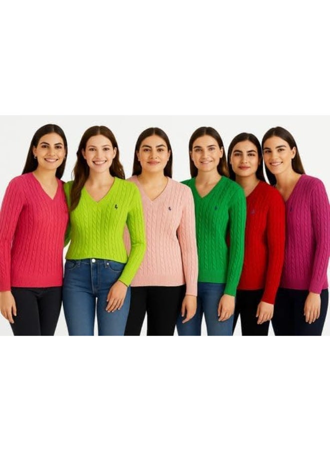 بولو رالف لورين بلوفر حريمي برقبة V | خامة قطن ناعمة | تصميم كلاسيك أنيق مناسب لكل الإطلالات - Image 2