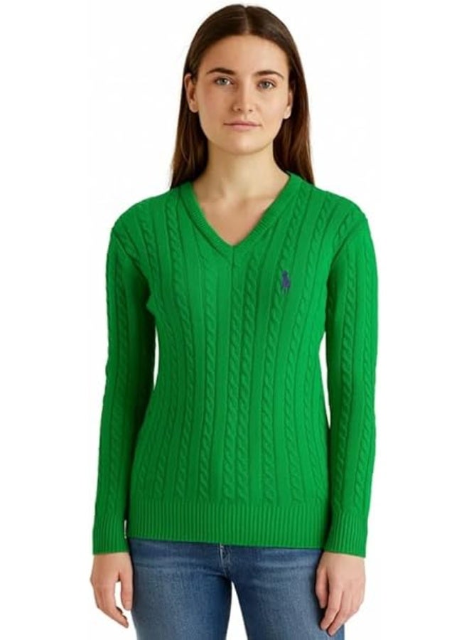 بولو رالف لورين بلوفر حريمي برقبة V | خامة قطن ناعمة | تصميم كلاسيك أنيق مناسب لكل الإطلالات - Image 1