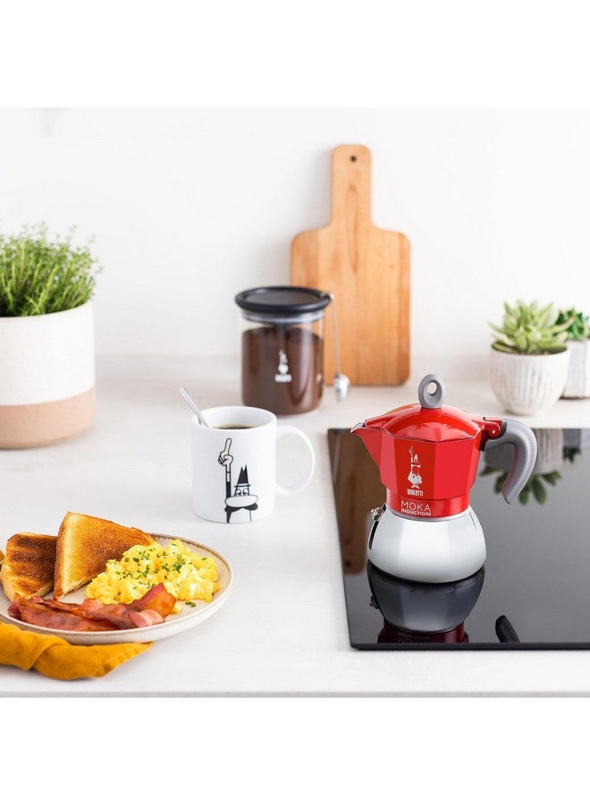 BIALeTTI بيالتي - موكا إندكشن، وعاء موكا، مناسب لجميع أنواع المواقد، 4 أكواب إسبريسو (5.7 أونصة)، أحمر - Image 4