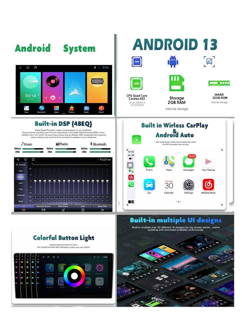 Car Radio Stereo Android 13 for Ford Fiesta 2009-2017 9 inch Touch Screen Apple CarPlay WiFi GPS Navigation DSP Bluetooth 2+32GB - Image 2