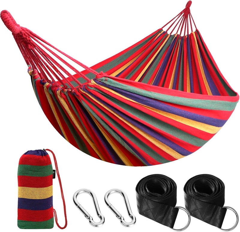 Anyoo Outdoor Camping Hammock Outdoor Portable Canvas Lightweight Hammock with Tree Friendly Straps Carry Bag Perfect for Garden, Balcony, Patio, Beach, Hiking - Image 1