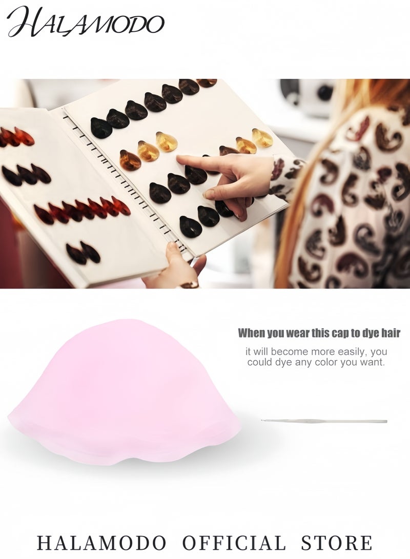 هالامودو غطاء تمييز سيليكون مثقوب مجموعة صبغ الشعر قابلة لإعادة الاستخدام أدوات تلوين مع إبر لصالونات أو صبغ الشعر المنزلي أدوات تلوين الشعر المهنية - Image 3