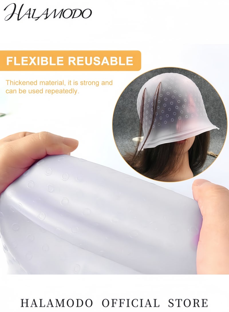 هالامودو غطاء تمييز سيليكون مثقوب مجموعة صبغ الشعر قابلة لإعادة الاستخدام أدوات تلوين مع إبر لصالونات أو صبغ الشعر المنزلي أدوات تلوين الشعر المهنية - Image 4