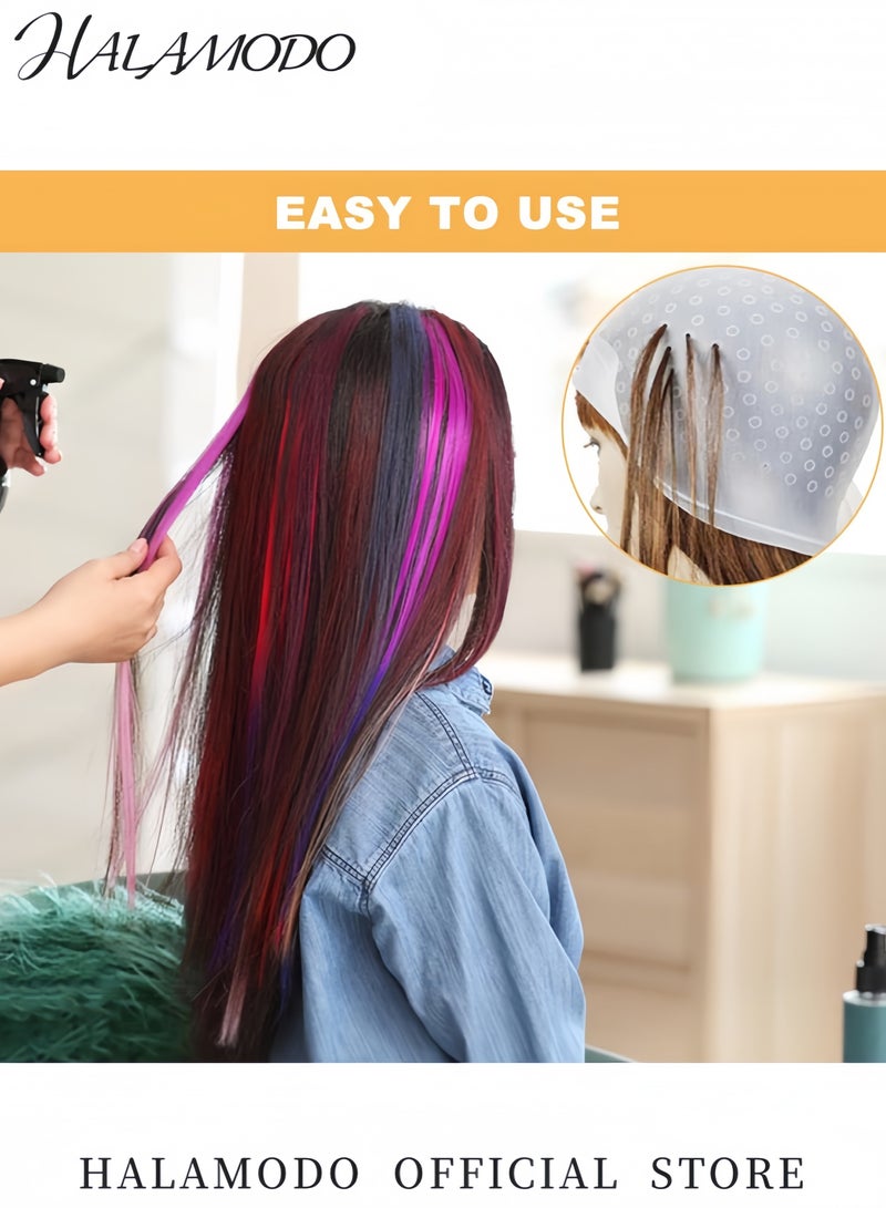 هالامودو غطاء تمييز سيليكون مثقوب مجموعة صبغ الشعر قابلة لإعادة الاستخدام أدوات تلوين مع إبر لصالونات أو صبغ الشعر المنزلي أدوات تلوين الشعر المهنية - Image 5