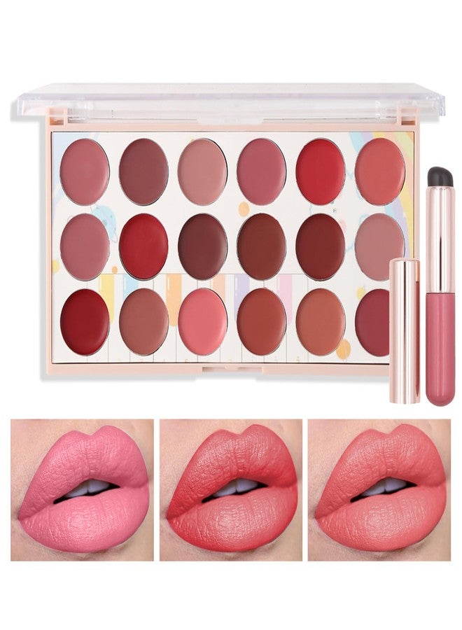 Joyeee Lip Gloss Palette, 18 Colors Dard Red Pink Nude Brown Lip Makeup Pallet Kit, Pro Women Lip Color Palette with Soft Silicon Brush, Lip Present Set for Teen Girl, Mum, Daughter, Friend, Sister - Image 1