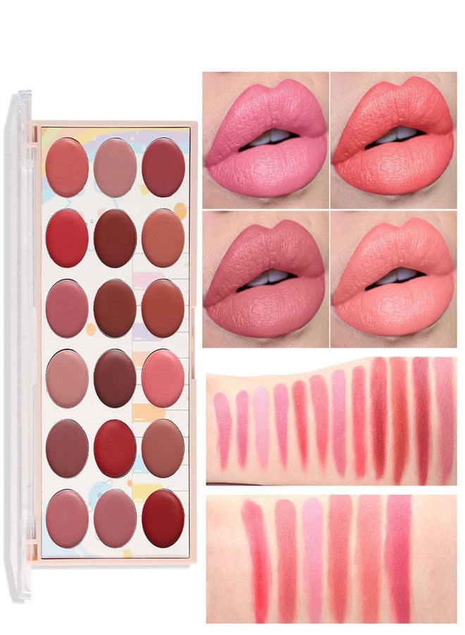 Joyeee Lip Gloss Palette, 18 Colors Dard Red Pink Nude Brown Lip Makeup Pallet Kit, Pro Women Lip Color Palette with Soft Silicon Brush, Lip Present Set for Teen Girl, Mum, Daughter, Friend, Sister - Image 3