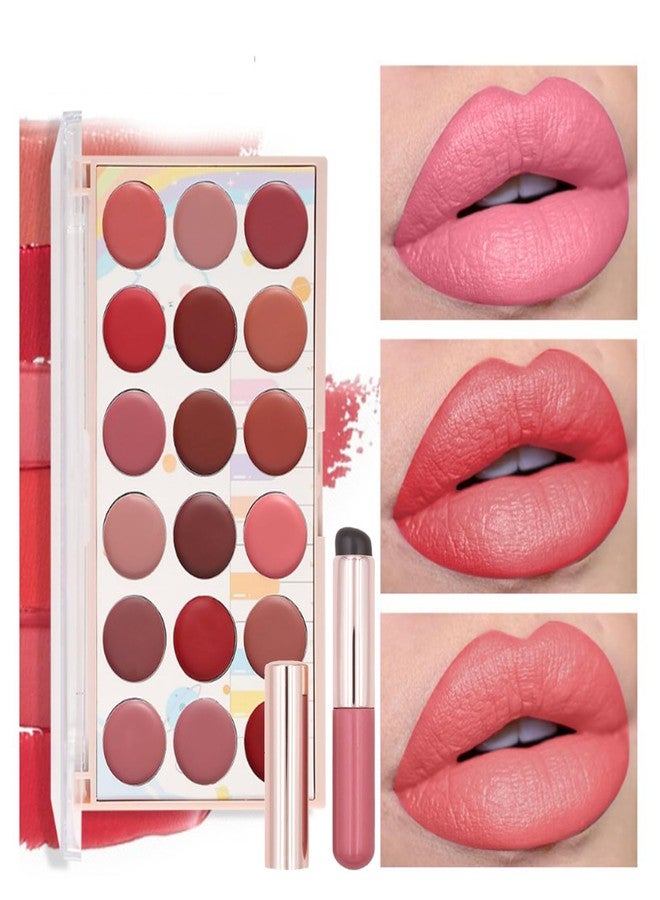 Joyeee Lip Gloss Palette, 18 Colors Dard Red Pink Nude Brown Lip Makeup Pallet Kit, Pro Women Lip Color Palette with Soft Silicon Brush, Lip Present Set for Teen Girl, Mum, Daughter, Friend, Sister - Image 5