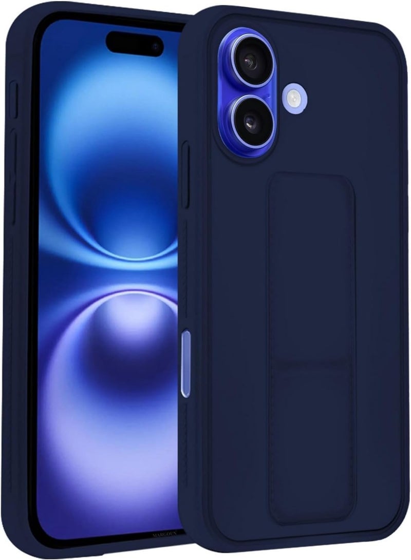 ELTRAZONE Blue Magnetic Car Mount Case for iPhone 16 – Premium Silicone Kickstand with Hand Strap - Image 2