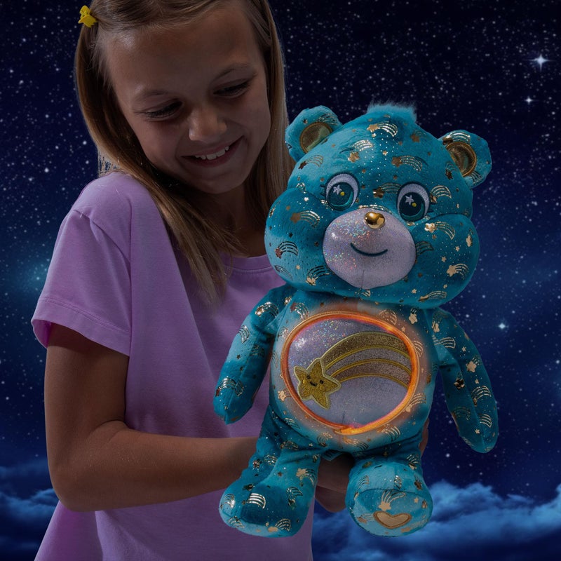 Basic Fun Care Bears 35 cm Luminous Belly Plush - Wish Bear - Soft Environmentally Friendly Toy with Illuminated Belly Badge - Comfortable Collectable Item for Children and Fans - Image 5