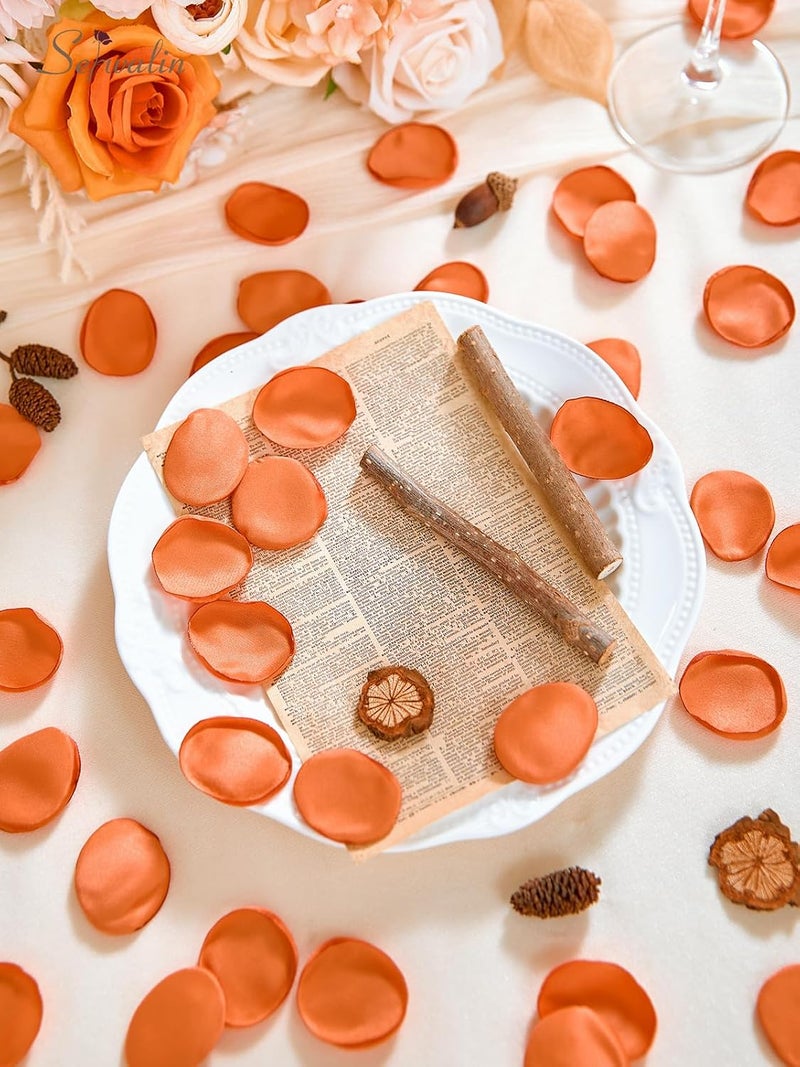 Serwalin 300Pcs Silk Rose Petals Fake Flower Petals Orange Artificial Rose Petals for Weddings Proposal Flower Girl Petals Aisle Flower Girl Basket Runner Bridal Shower Table Decor - Image 3