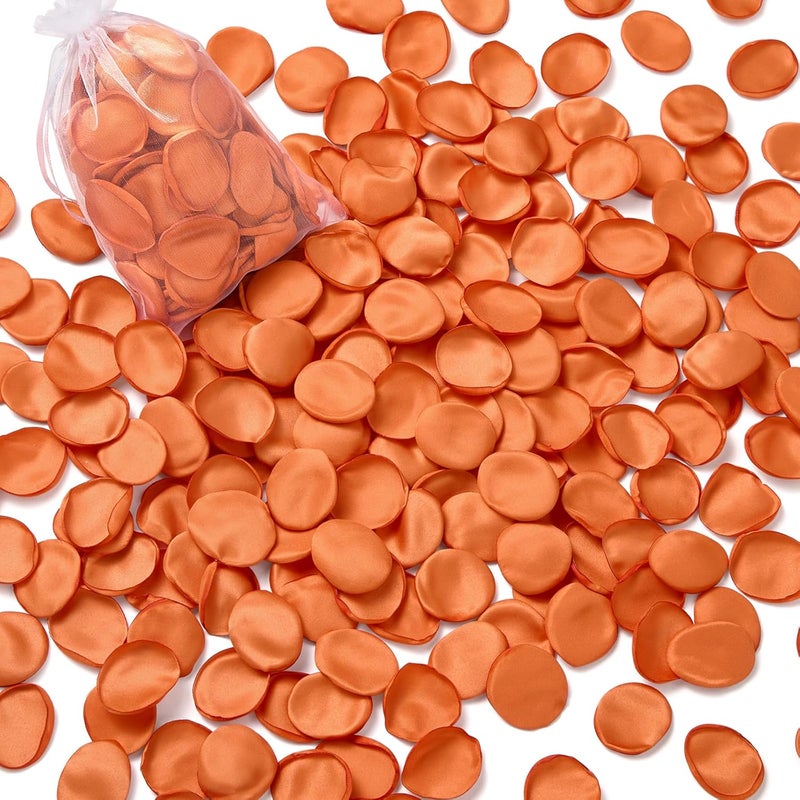 Serwalin 300Pcs Silk Rose Petals Fake Flower Petals Orange Artificial Rose Petals for Weddings Proposal Flower Girl Petals Aisle Flower Girl Basket Runner Bridal Shower Table Decor - Image 1