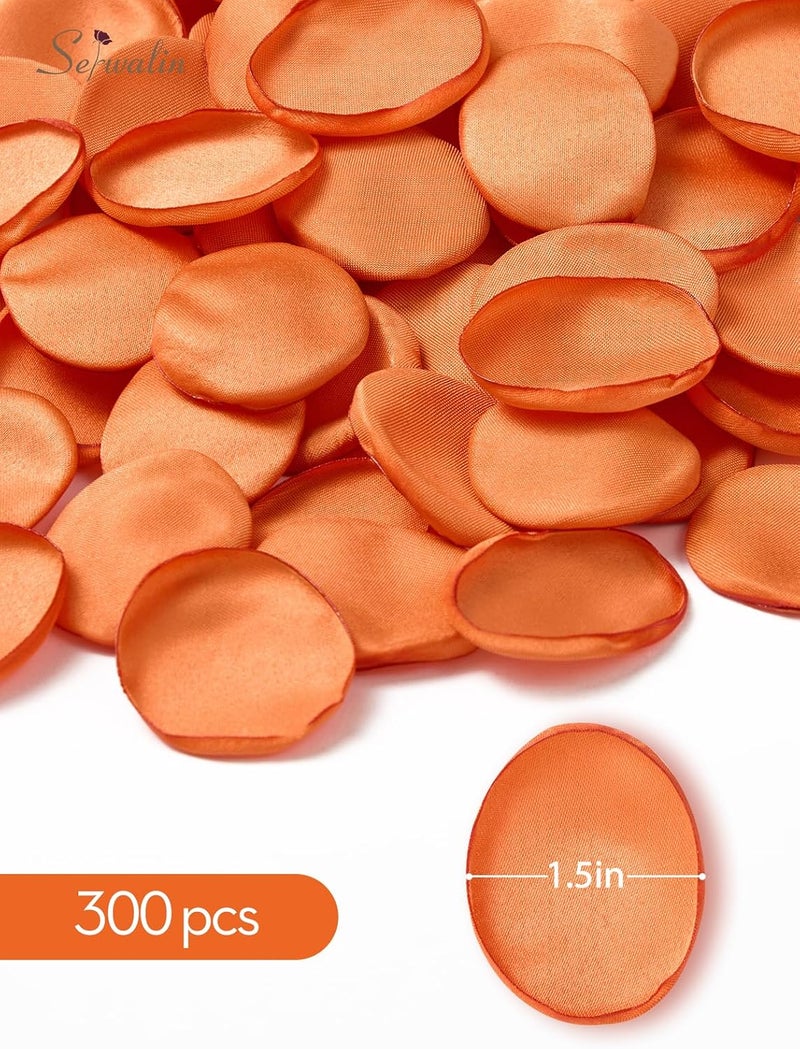 Serwalin 300Pcs Silk Rose Petals Fake Flower Petals Orange Artificial Rose Petals for Weddings Proposal Flower Girl Petals Aisle Flower Girl Basket Runner Bridal Shower Table Decor - Image 5