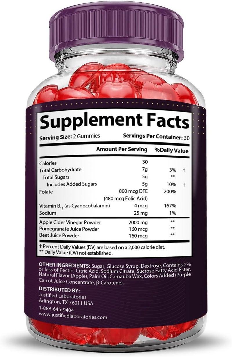 Justified Laboratories 2 Pack Proton Protein Keto ACV Gummies Extreme 2000MG Proton Keto Gummies Apple Cider Vinegar Formulated with Pomegranate Beet Juice Powder B12 Vegan Non GMO 120 Gummys - Image 2
