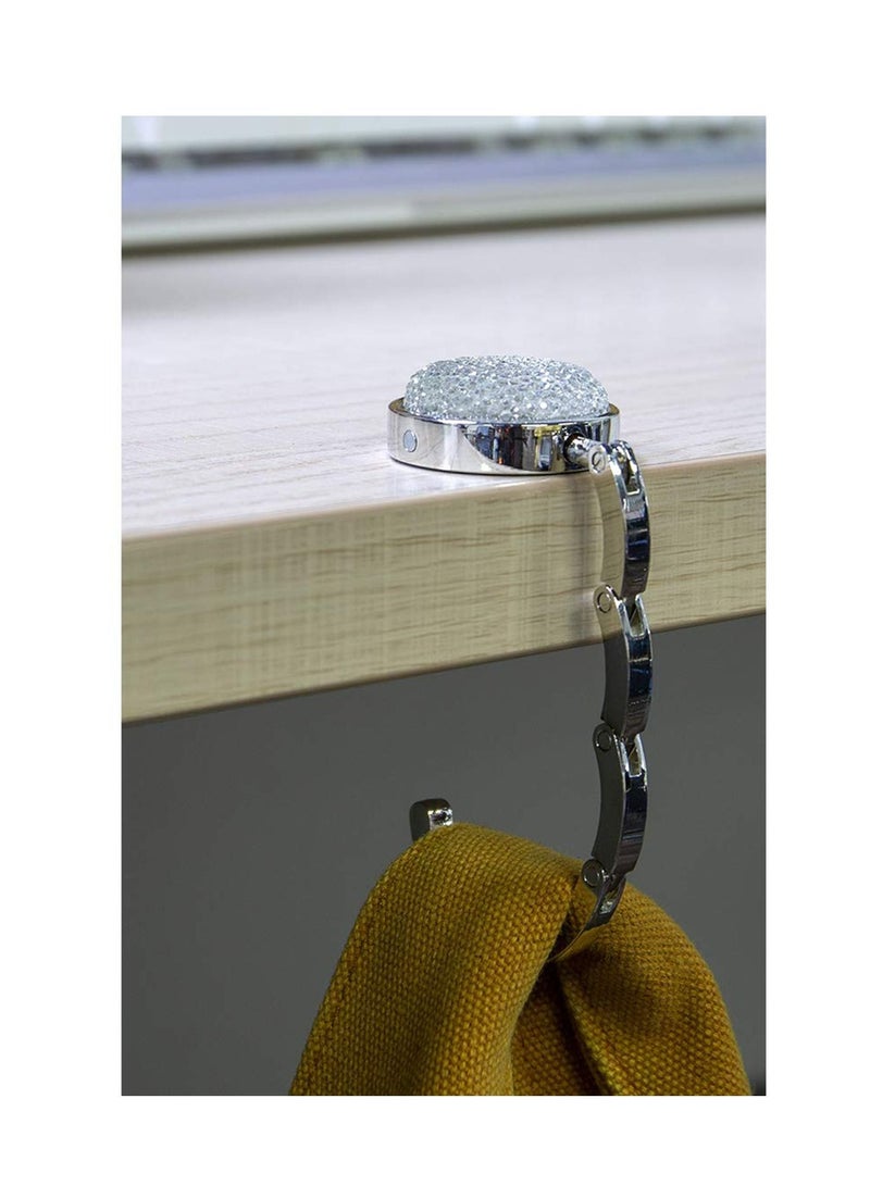 Y&D Foldable Purse Hook, Floding Handbag Hanger Bling Rhinestone Bag Holder for Table Desk 3PCS Black White Red  - Image 3