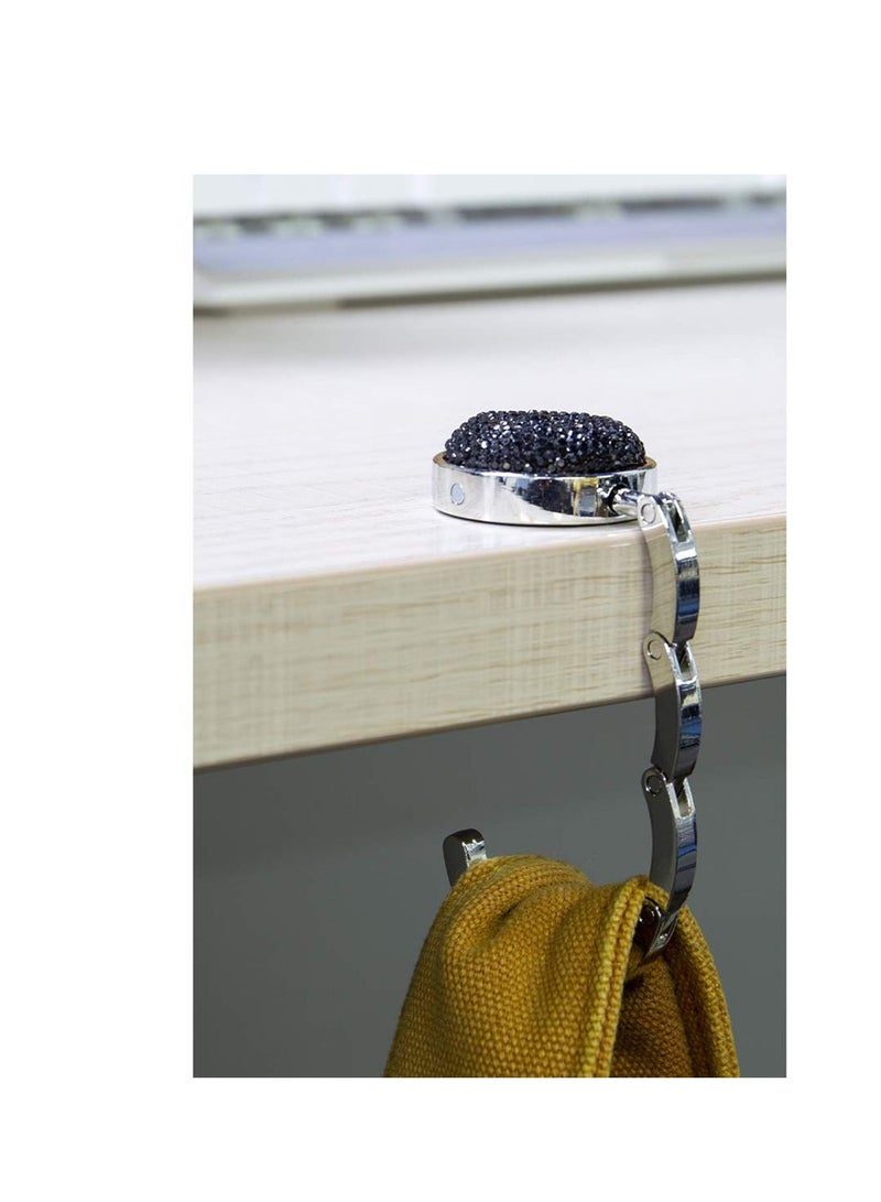 Y&D Foldable Purse Hook, Floding Handbag Hanger Bling Rhinestone Bag Holder for Table Desk 3PCS Black White Red  - Image 4