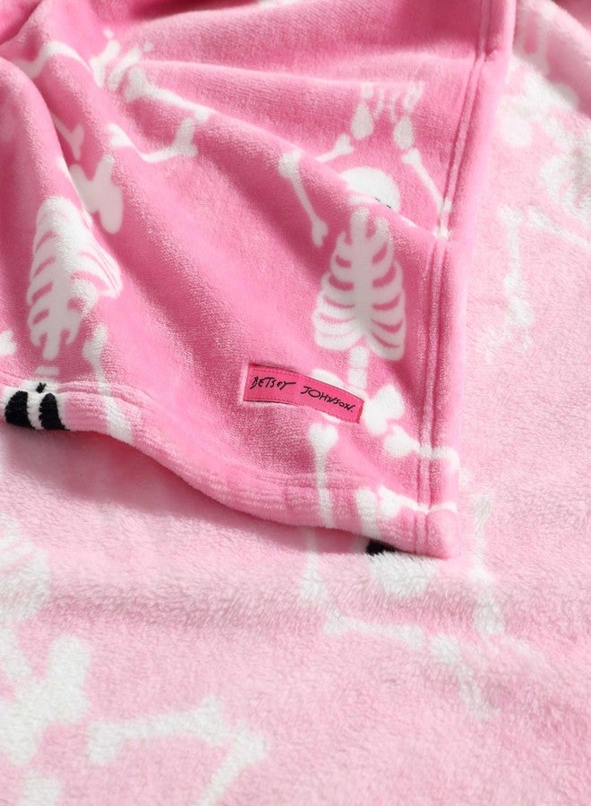 Betsey Johnson - Blanket, Buttery-Soft Throw Blanket for Couch or Bed, Boldly Plush & Oversized Bedding, Halloween Decor (Yoga Skeleton Pink, 50" x 70") - Image 5