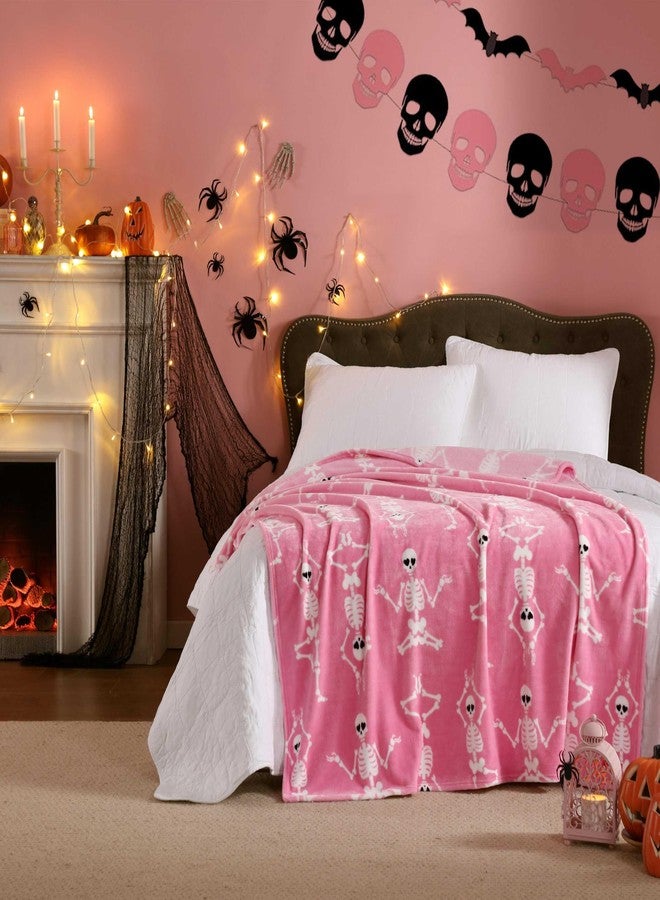 Betsey Johnson - Blanket, Buttery-Soft Throw Blanket for Couch or Bed, Boldly Plush & Oversized Bedding, Halloween Decor (Yoga Skeleton Pink, 50" x 70") - Image 3