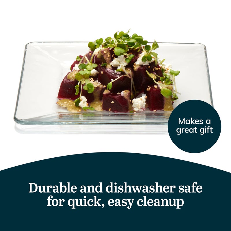 Libbey Tempo Glass Dinnerware Set, Sleek Square Clear Glass Plates and Bowls Set of 12, Dishwasher Safe Dinnerware for Parties or Everyday Use - Image 5