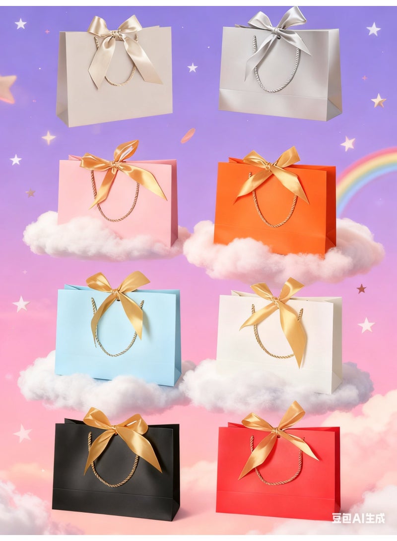 8 Pcs Gift Bags Favor Bags,with Bow Ribbon and Greeting Cards,Waterproof Colorful Paper Gift Bags, for BabyShower, Birthday, Wedding, Party, Festival,Holiday(8 Colors) - Image 3