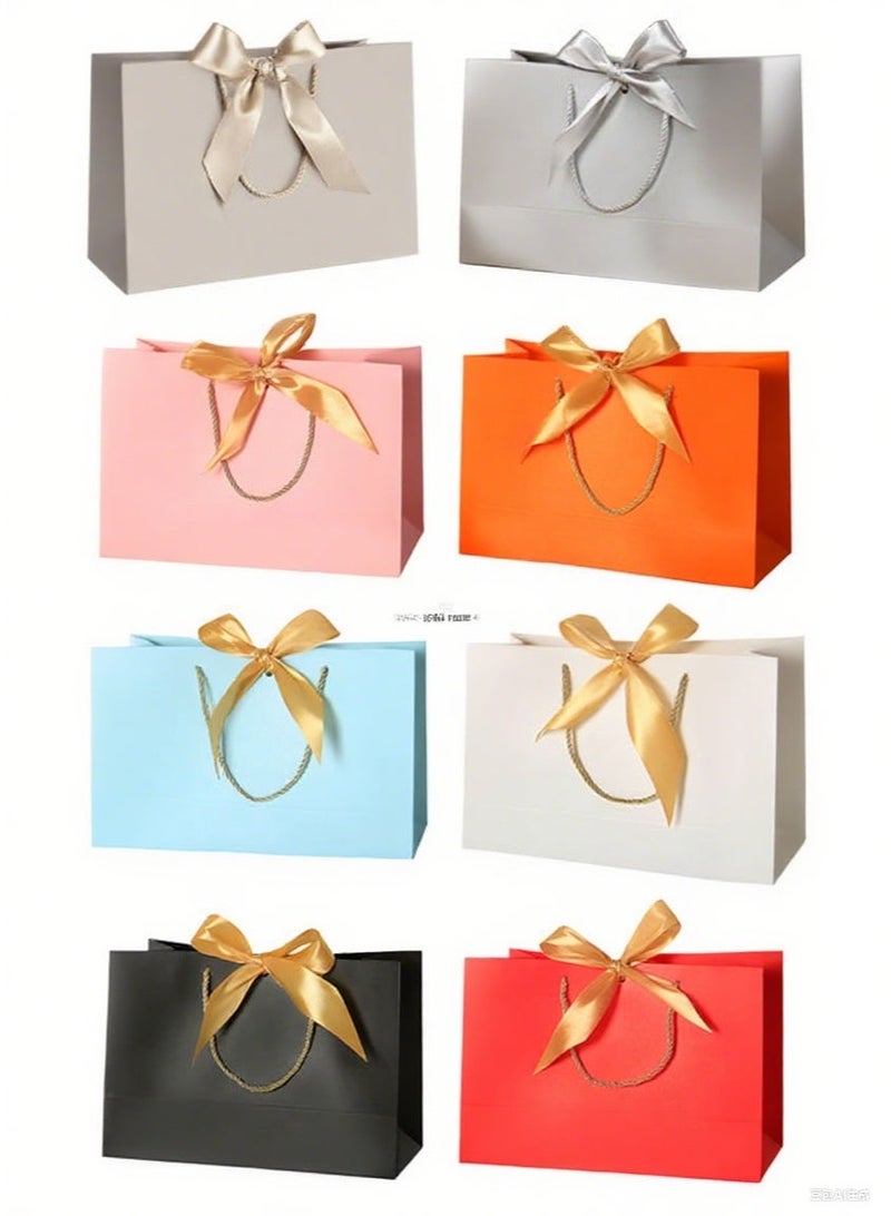 8 Pcs Gift Bags Favor Bags,with Bow Ribbon and Greeting Cards,Waterproof Colorful Paper Gift Bags, for BabyShower, Birthday, Wedding, Party, Festival,Holiday(8 Colors) - Image 2