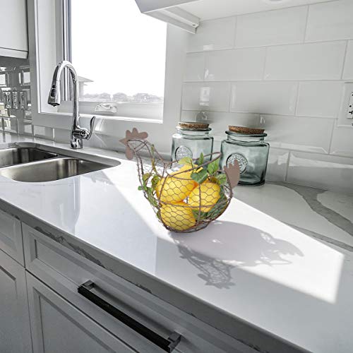 Tag 11.5 inch Farmhouse Rustic Vintage Chicken Wire Egg Basket With Handle For Egg Holder Fruit And Kitchen Living Room Home Rooster Decor Decoration Collecting And Countertop Storing Eggs Brown - Image 5