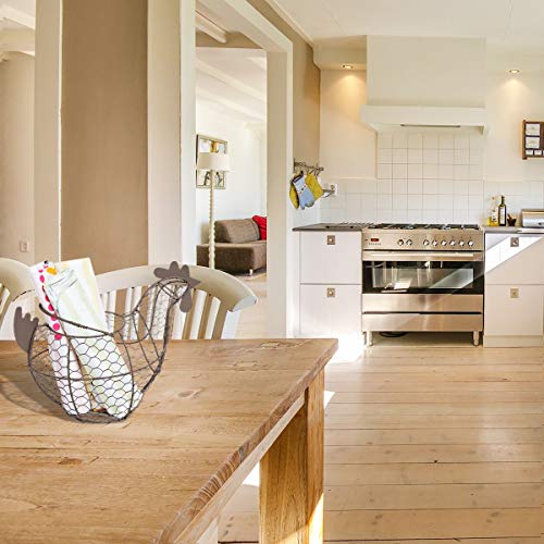 Tag 11.5 inch Farmhouse Rustic Vintage Chicken Wire Egg Basket With Handle For Egg Holder Fruit And Kitchen Living Room Home Rooster Decor Decoration Collecting And Countertop Storing Eggs Brown - Image 4