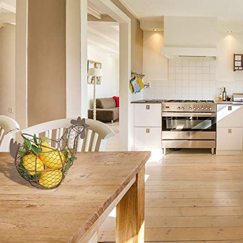 Tag 11.5 inch Farmhouse Rustic Vintage Chicken Wire Egg Basket With Handle For Egg Holder Fruit And Kitchen Living Room Home Rooster Decor Decoration Collecting And Countertop Storing Eggs Brown - Image 3