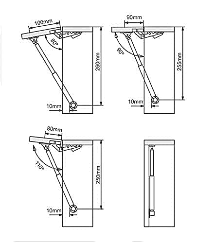 12 Inch Hydraulics Gas Spring Bed Shoker Stay Strut Pneumatic Lift Support Cabinet Hinges for 35 KGs Load Capacity Black Pack of 2  - Image 3