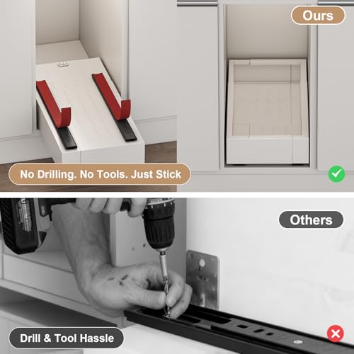 Fokyfok Pull out Cabinet Organizer,Expandable Width(7"-11"),Depth(17"-24"),Roll out Drawers,No Drill Adjustable Slide out Shelves for Kitchen,Pantry,for Both Lip and Lip-Free Cabinets,White(1PC) - Image 5