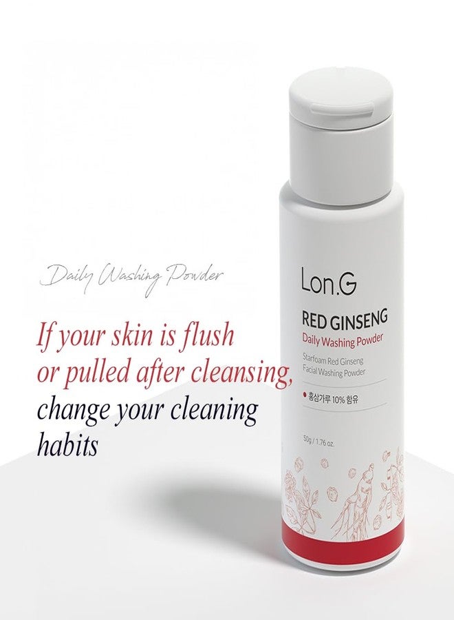 Long LON.G Red Ginseng Enzyme Powder Face Wash | Soft Cleanser and Exfoliator for Sensitive Skin, hydrating daily facial cleanser, low pH, blackhead removal, Ultra- Fine, Korean Skincare, 50g 1.76 oz. - Image 4